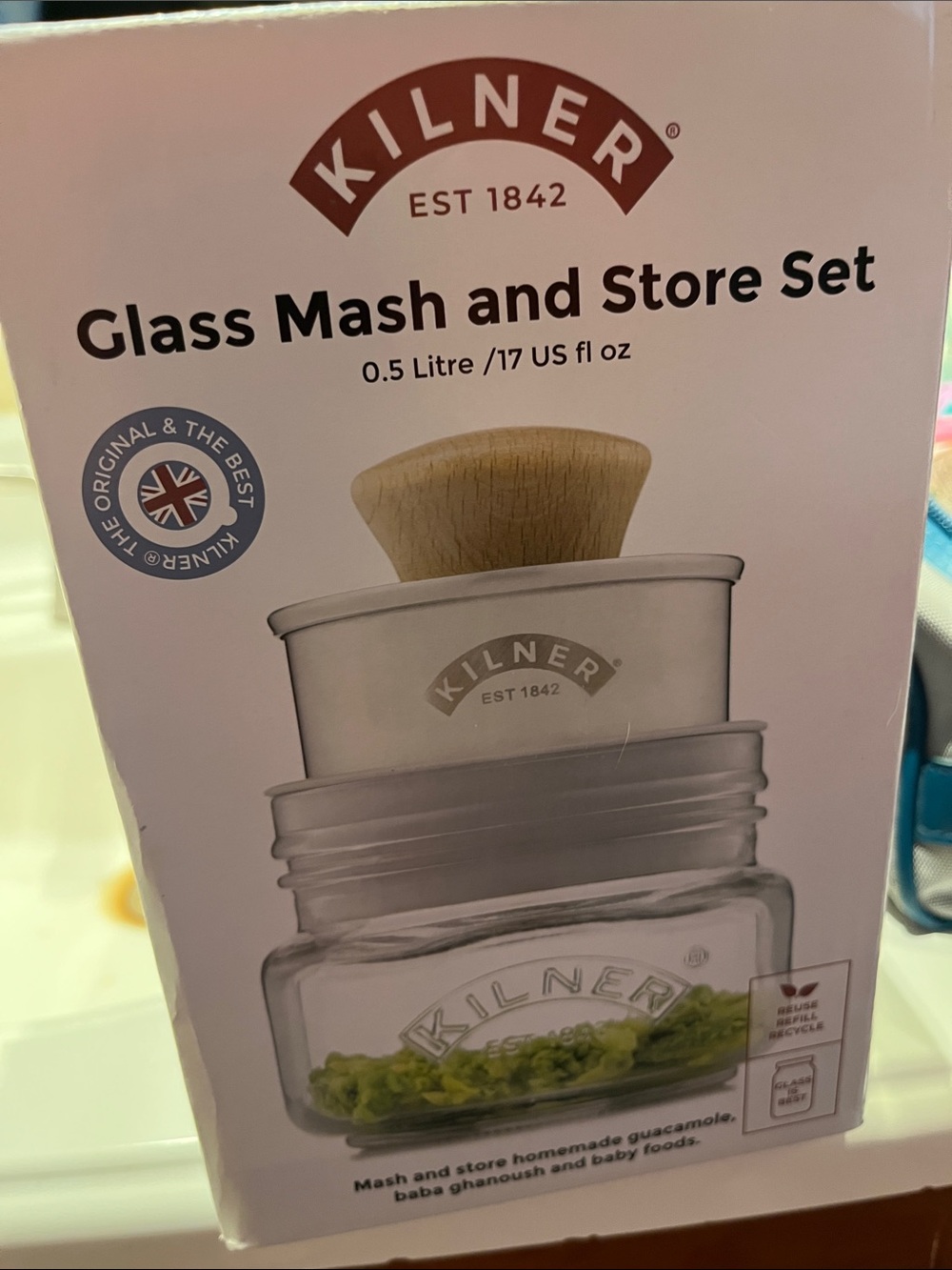 New Kliner Glass Mash and Store Set.    Store homemade baby food or guacamole.